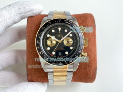 Copy Tudor Heritage Black Bay Two Tone Black Dial Watch 42mm